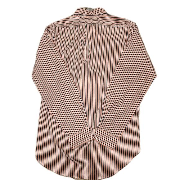 Ralph Lauren Custom Fit Button Down Shirt Mens Blue Orange Striped Pony Logo NWT - Picture 6 of 6